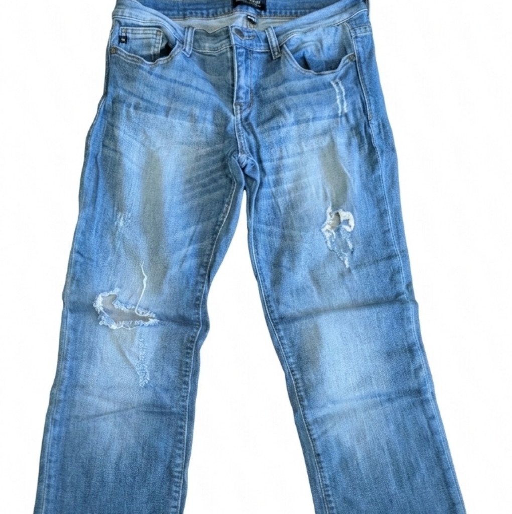 Judy Blue Distressed Straight Leg Jeans Size 7/28 Medium Wash Stretch Jb8251md